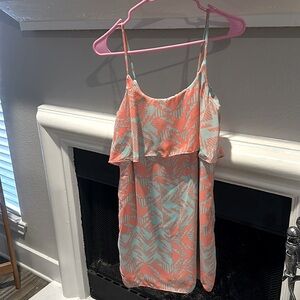 Salmon and teal summer dress